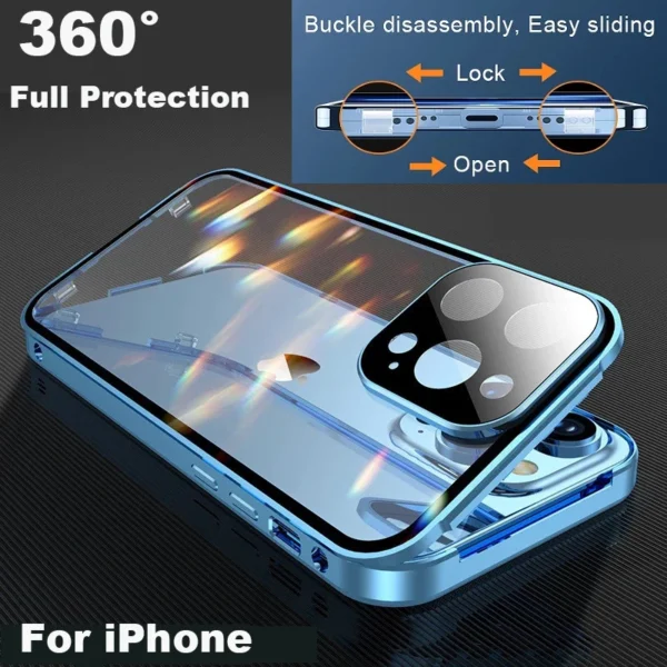 Full Protection Metal Double Sided Glass Case For iPhone - Image 2