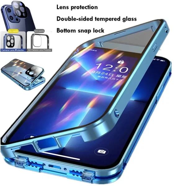 Full Protection Metal Double Sided Glass Case For iPhone